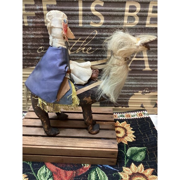 Vintage Leather & Fur Wrapped & Stitched Camel With Rider Handmade Middle East - Picture 8 of 16